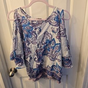 Allison Brittney Blue and Purple Paisley Blouse